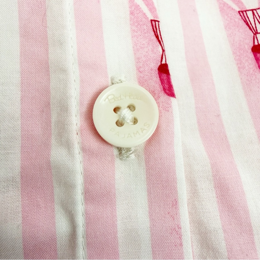 BedHead Pajamas PJ’s Ballon Ride Cotton Poplin Sleep Shirt Dress Pink White - Picture 11 of 16